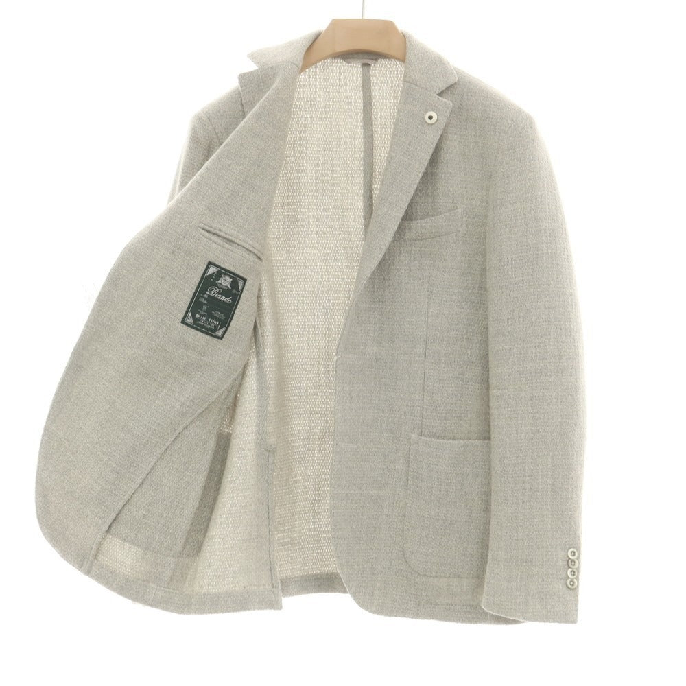 【中古】ブランドゥ Brando ツイードウール テーラードジャケット ライトグレー【サイズ54】【 状態ランクB 】【 メンズ 】[CPD]