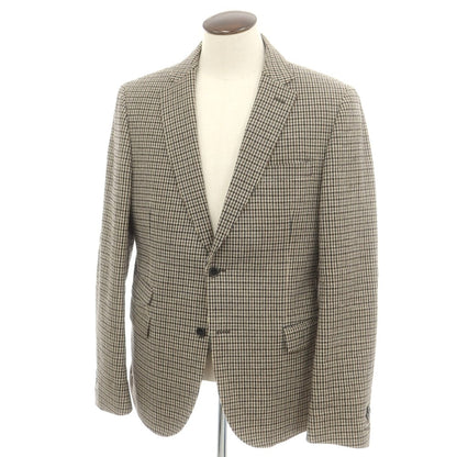 【中古】ダニエレアレッサンドリーニ DANIELE ALESSANDRINI コットンウール チェック カジュアルジャケット ベージュxブラック【 54 】【 状態ランクC 】【 メンズ 】