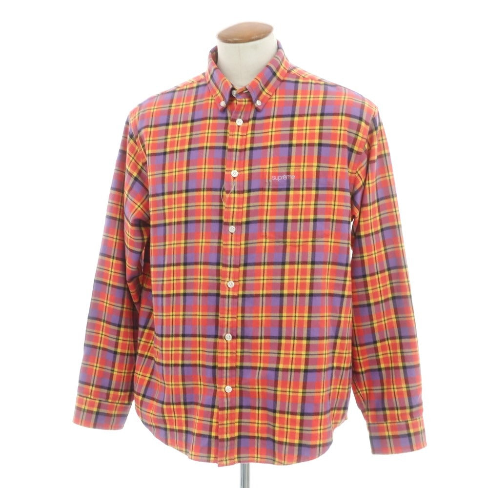 【中古】シュプリーム Supreme 2025年秋冬 Plaid Flannel Shirt チェック ボタンダウン カジュアルシャツ オレンジxパープル【 M 】【 状態ランクB 】【 メンズ 】