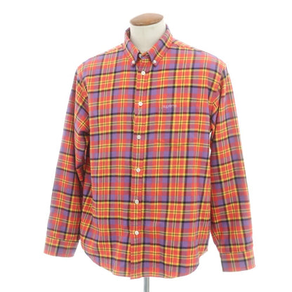 【中古】シュプリーム Supreme 2025年秋冬 Plaid Flannel Shirt チェック ボタンダウン カジュアルシャツ オレンジxパープル【 M 】【 状態ランクB 】【 メンズ 】