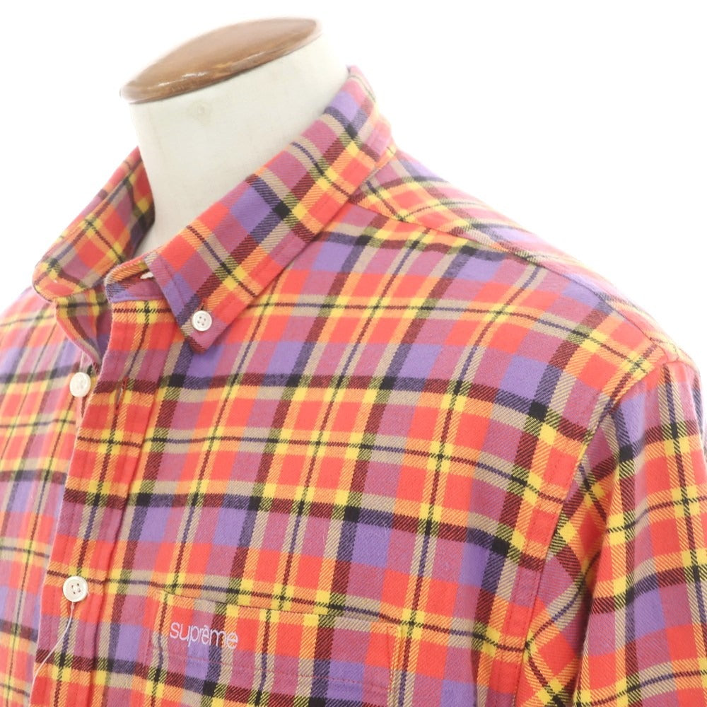 【中古】シュプリーム Supreme 2025年秋冬 Plaid Flannel Shirt チェック ボタンダウン カジュアルシャツ オレンジxパープル【 M 】【 状態ランクB 】【 メンズ 】
