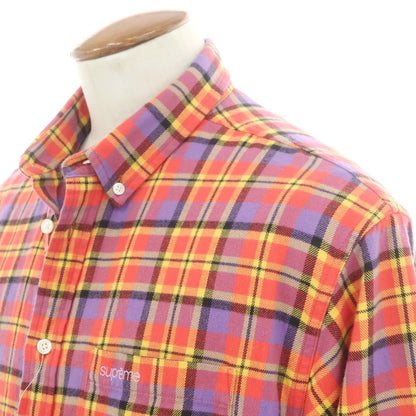 【中古】シュプリーム Supreme 2025年秋冬 Plaid Flannel Shirt チェック ボタンダウン カジュアルシャツ オレンジxパープル【 M 】【 状態ランクB 】【 メンズ 】