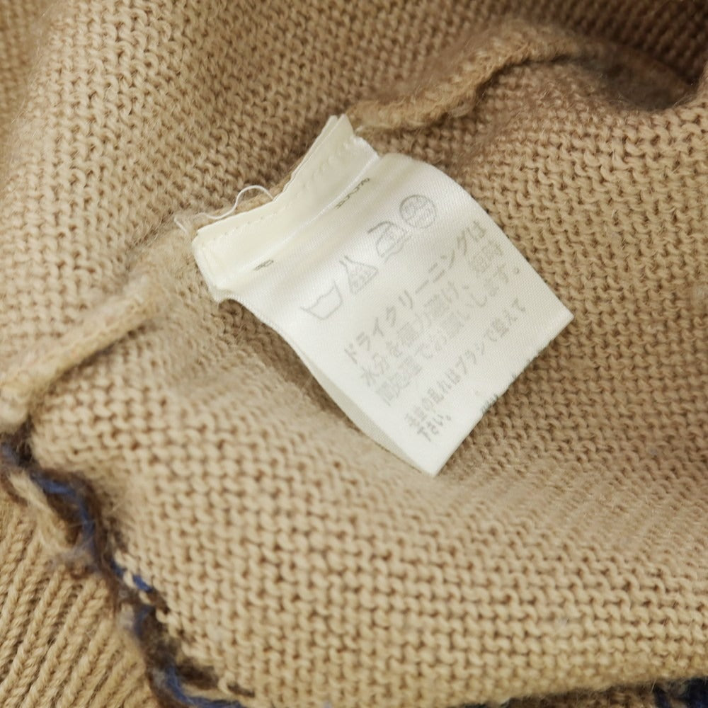 【中古】ヘンリーコットンズ Henry Cottons ウール アーガイル クルーネック プルオーバーニット ダークベージュ【サイズ表記なし（XL位）】【 状態ランクC 】【 メンズ 】[CPD]