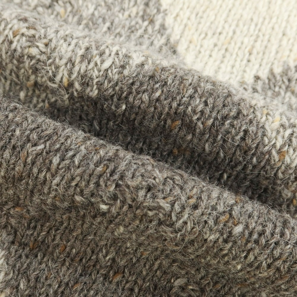 【中古】ヘンリーコットンズ Henry Cottons ウールアルパカ クルーネック プルオーバーニット グレーxライトベージュ【 表記なし（L位） 】【 状態ランクB 】【 メンズ 】