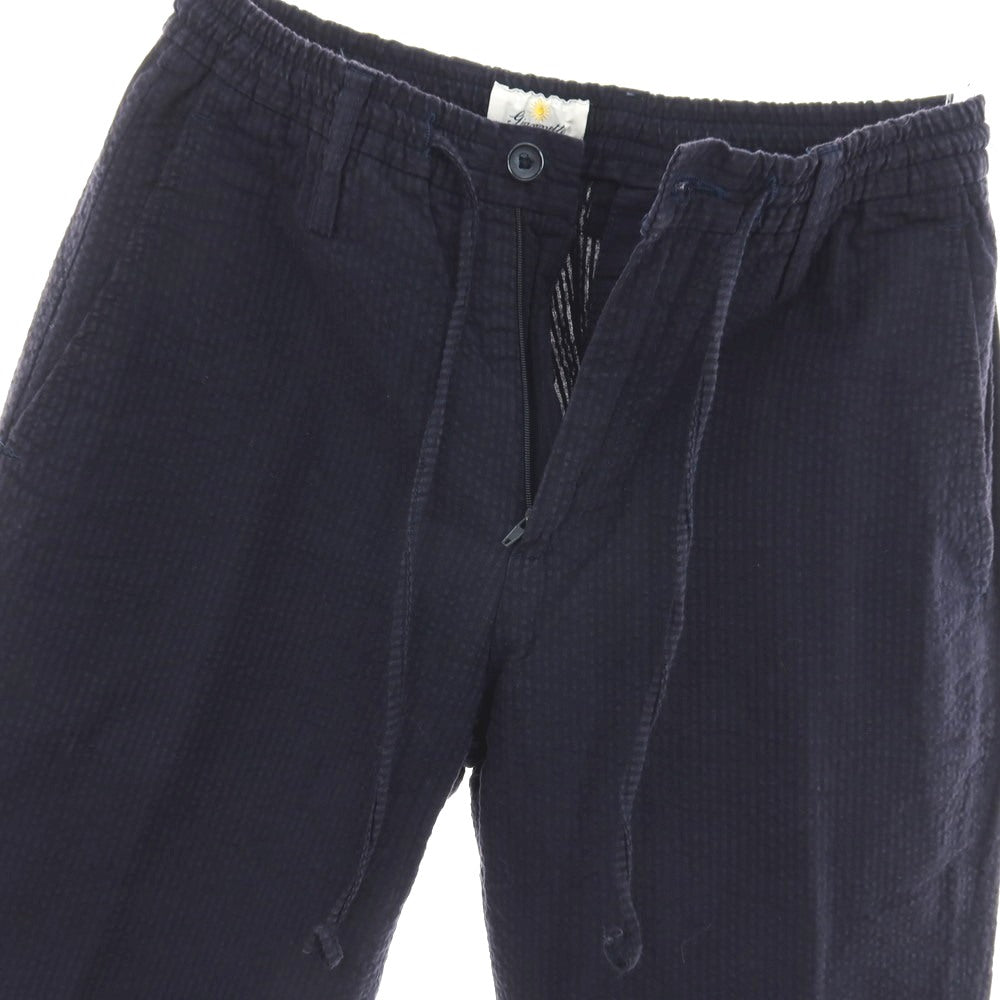 【中古】ジャンネット giannetto コットン サッカー ストライプ イージーパンツ ネイビー【サイズ46】【 状態ランクC 】【 メンズ 】