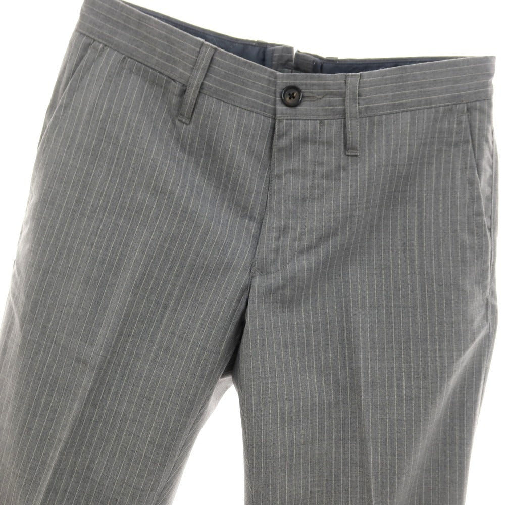 【中古】リデアル lideal Parm ウールポリエステル ピンストライプ カジュアルスラックスパンツ ライトグレーxホワイト【サイズ29】【 状態ランクB 】【 メンズ 】