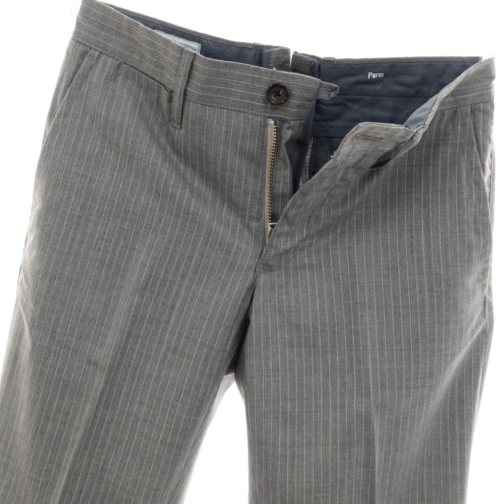 【中古】リデアル lideal Parm ウールポリエステル ピンストライプ カジュアルスラックスパンツ ライトグレーxホワイト【サイズ29】【 状態ランクB 】【 メンズ 】