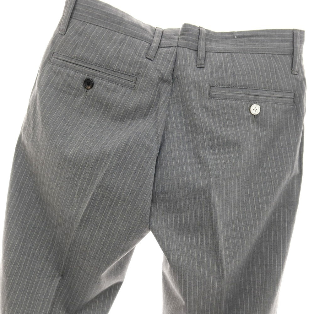 【中古】リデアル lideal Parm ウールポリエステル ピンストライプ カジュアルスラックスパンツ ライトグレーxホワイト【サイズ29】【 状態ランクB 】【 メンズ 】