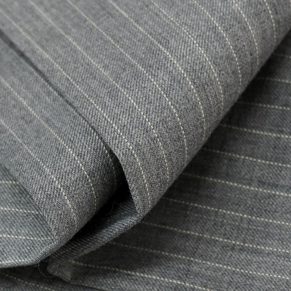 【中古】リデアル lideal Parm ウールポリエステル ピンストライプ カジュアルスラックスパンツ ライトグレーxホワイト【サイズ29】【 状態ランクB 】【 メンズ 】