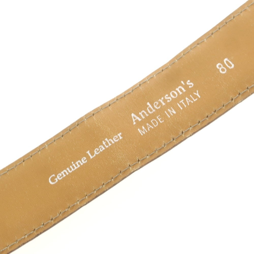 【中古】アンダーソンズ Andersons クロコダイル型押しレザー ベルト ベージュxシルバー【 80 】【 状態ランクC 】【 メンズ 】