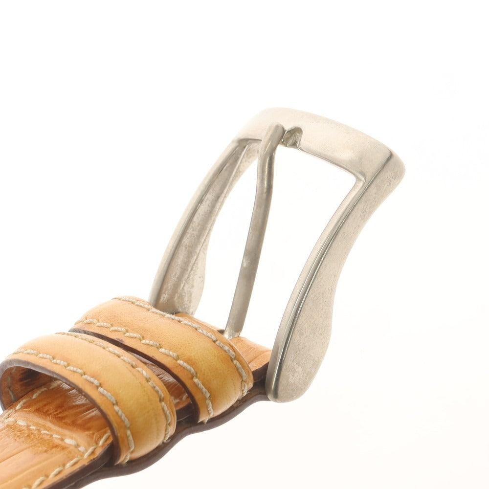 【中古】アンダーソンズ Andersons クロコダイル型押しレザー ベルト ベージュxシルバー【 80 】【 状態ランクC 】【 メンズ 】