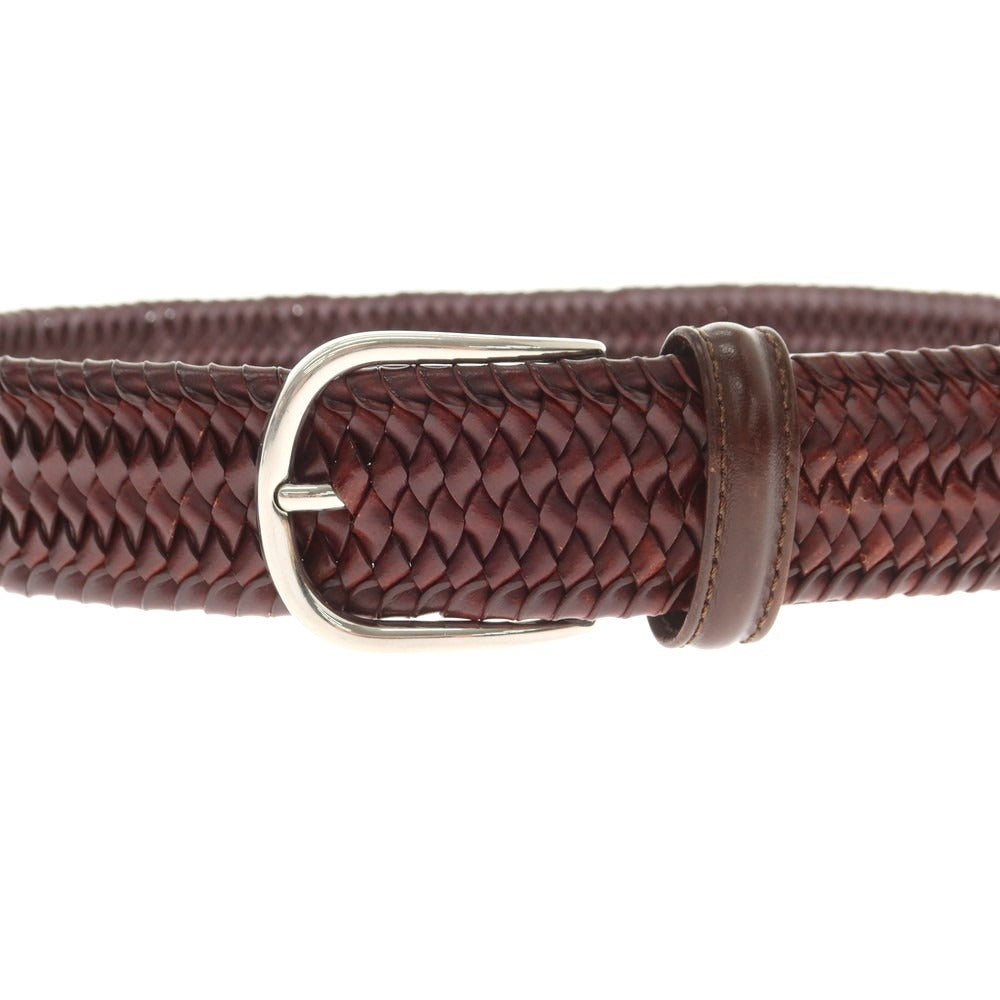 【中古】アンダーソンズ Andersons エラスティック レザー メッシュベルト ブラウンxシルバー【 85 】【 状態ランクB 】【 メンズ 】