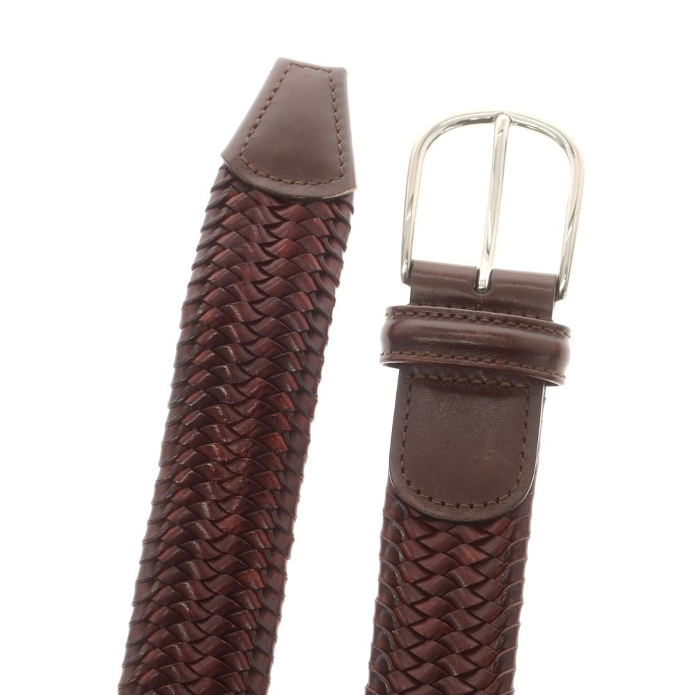 【中古】アンダーソンズ Andersons エラスティック レザー メッシュベルト ブラウンxシルバー【 85 】【 状態ランクB 】【 メンズ 】