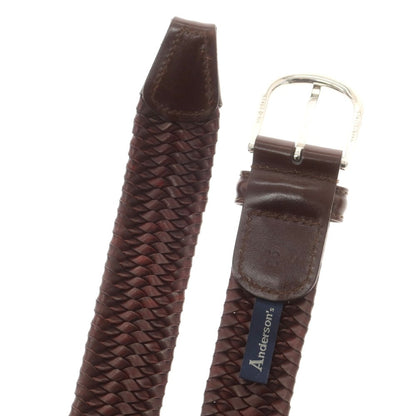 【中古】アンダーソンズ Andersons エラスティック レザー メッシュベルト ブラウンxシルバー【 85 】【 状態ランクB 】【 メンズ 】