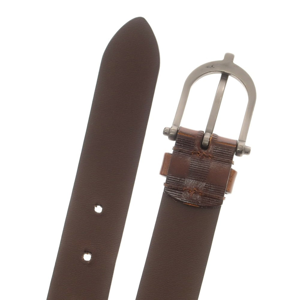 【中古】アンダーソンズ Andersons 型押しレザー ベルト ブラウン【 80 】【 状態ランクC 】【 メンズ 】