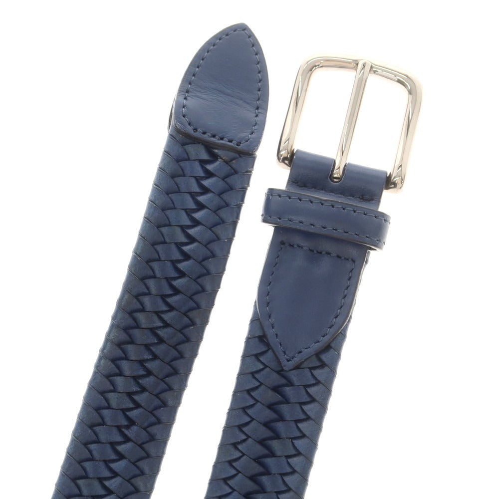 【中古】サドラーズ Saddlers エラスティック レザー メッシュベルト ネイビーxシルバー【 90 】【 状態ランクB 】【 メンズ 】