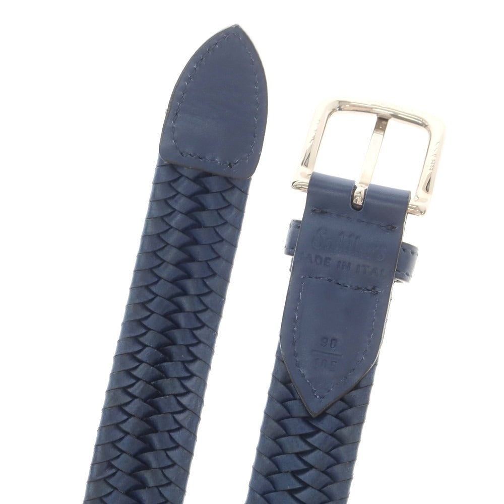 【中古】サドラーズ Saddlers エラスティック レザー メッシュベルト ネイビーxシルバー【 90 】【 状態ランクB 】【 メンズ 】