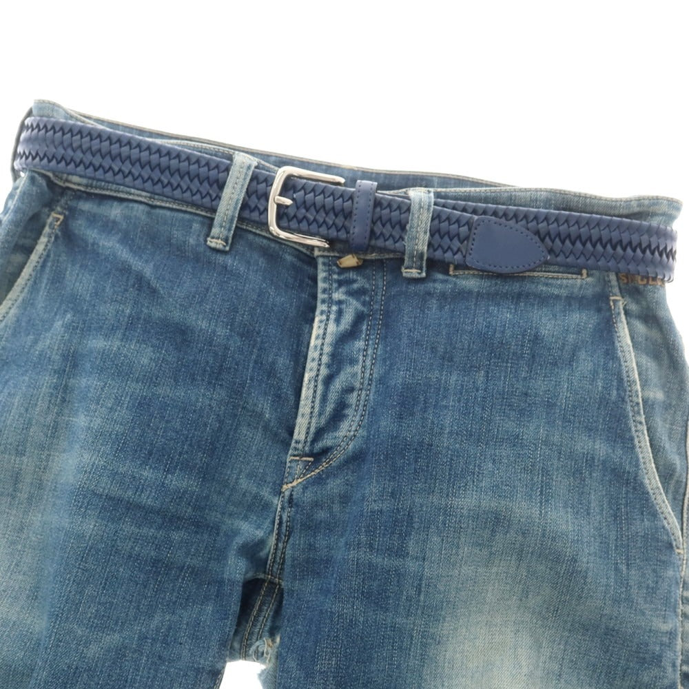 【中古】サドラーズ Saddlers エラスティック レザー メッシュベルト ネイビーxシルバー【 90 】【 状態ランクB 】【 メンズ 】