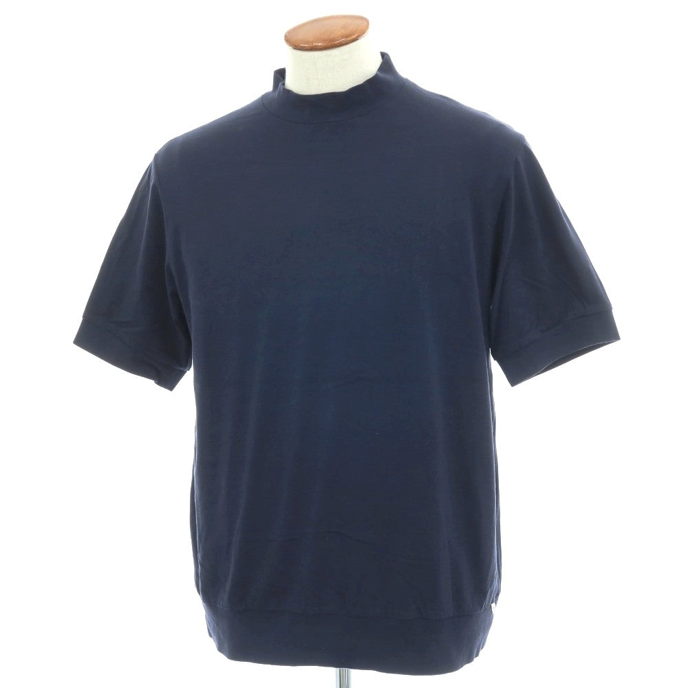 【中古】アンティーチポ　アンティチポ ANTICIPO FIANO smooth コットン モックネック 半袖Ｔシャツ ネイビー【サイズ46】【 状態ランクC 】【 メンズ 】