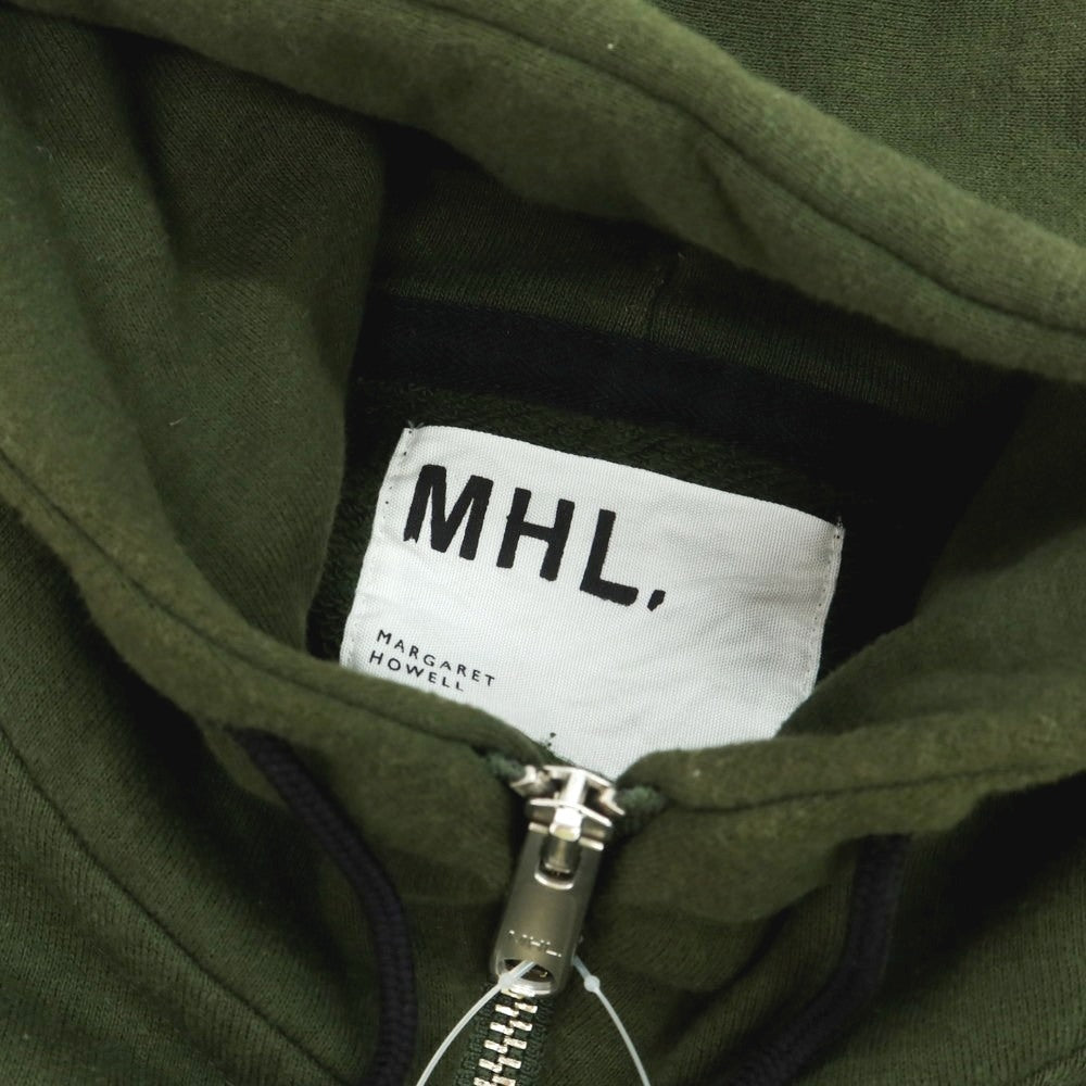 【中古】エムエイチエル MHL. コットン スウェット ダブルジップ パーカー オリーブグリーン系【 L 】【 状態ランクC 】【 メンズ 】