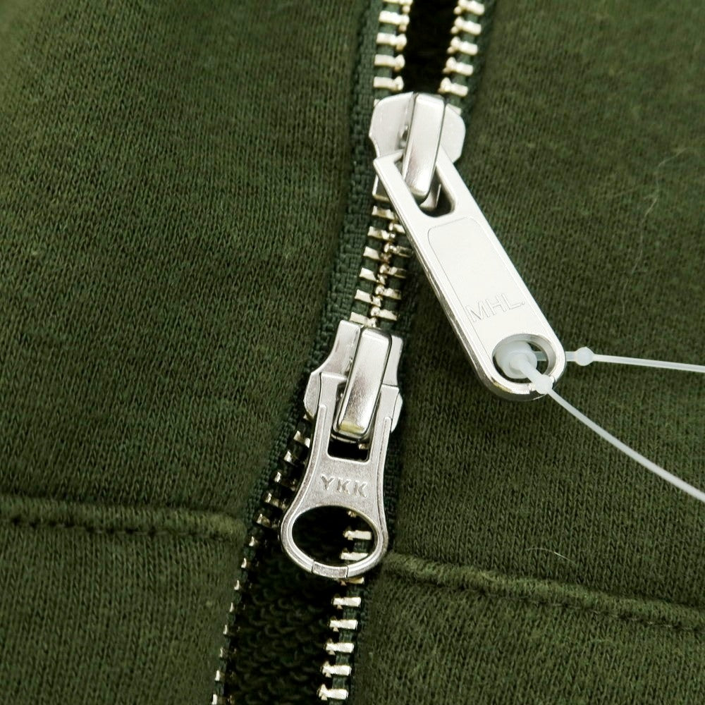 【中古】エムエイチエル MHL. コットン スウェット ダブルジップ パーカー オリーブグリーン系【 L 】【 状態ランクC 】【 メンズ 】