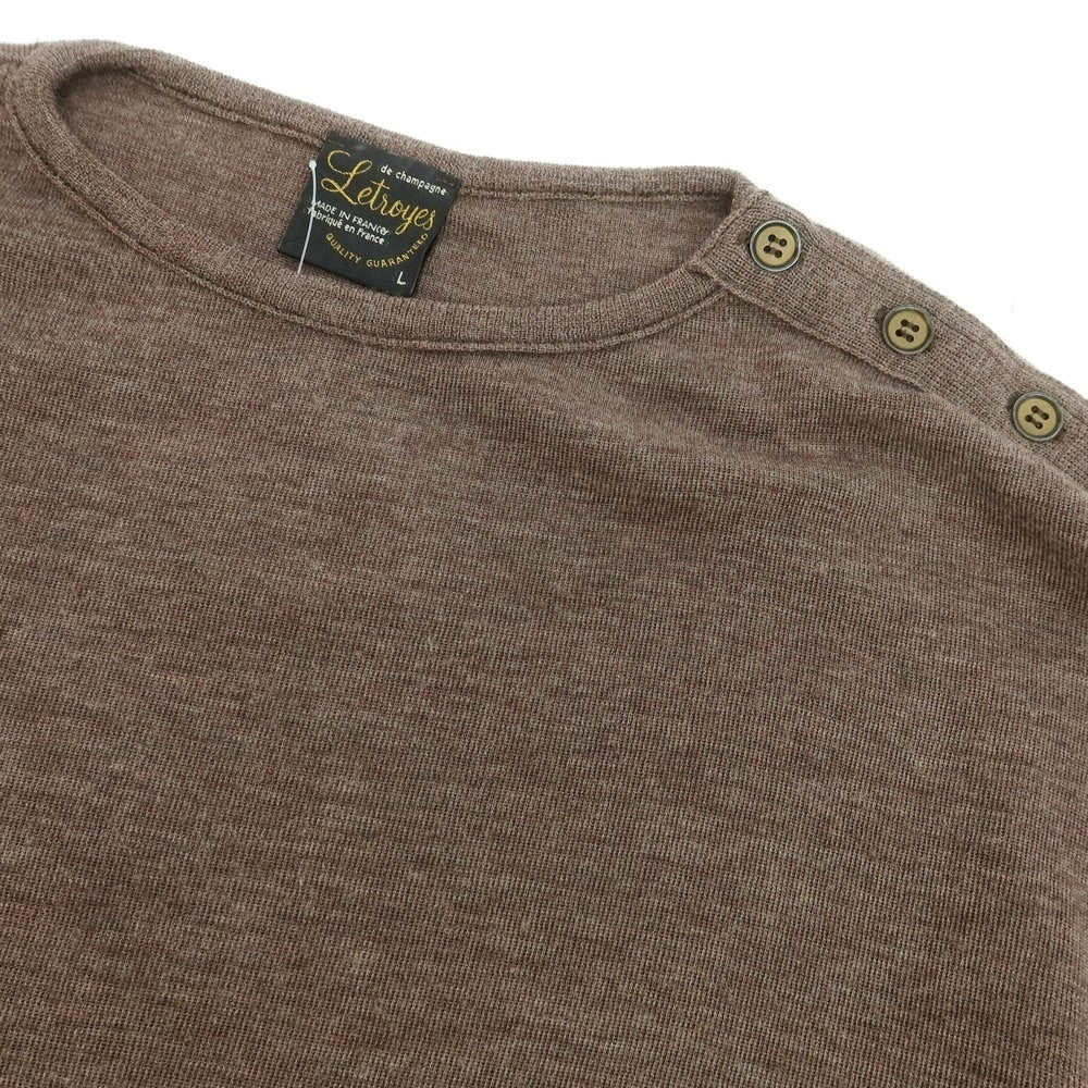 【中古】ルトロワ Letroyes ハイゲージ ウール ボートネック プルオーバーニット アッシュブラウン【 L 】【 状態ランクC 】【 メンズ 】