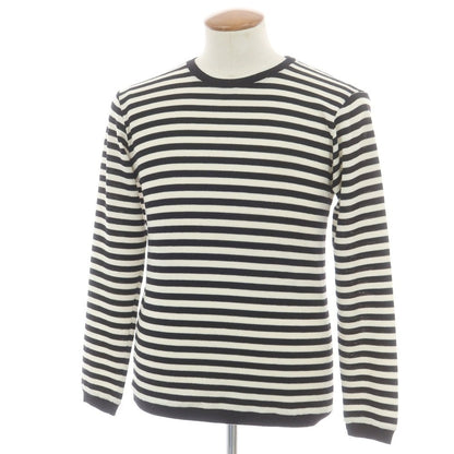 【中古】ルトロワ Letroyes ハイゲージ ウール ボーダー クルーネック プルオーバーニット ブラックxホワイト【 4 】【 状態ランクB 】【 メンズ 】