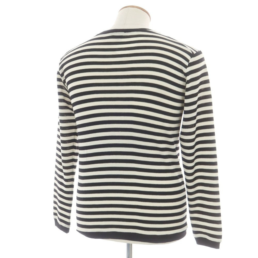 【中古】ルトロワ Letroyes ハイゲージ ウール ボーダー クルーネック プルオーバーニット ブラックxホワイト【 4 】【 状態ランクB 】【 メンズ 】