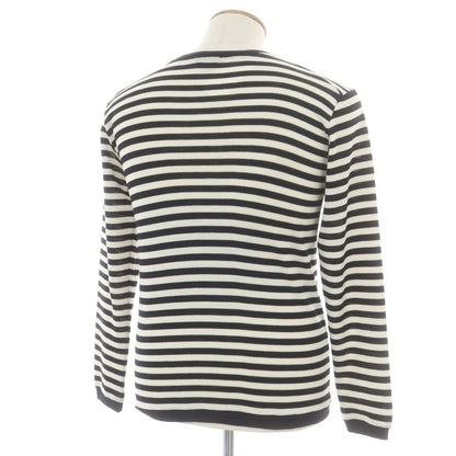 【中古】ルトロワ Letroyes ハイゲージ ウール ボーダー クルーネック プルオーバーニット ブラックxホワイト【 4 】【 状態ランクB 】【 メンズ 】