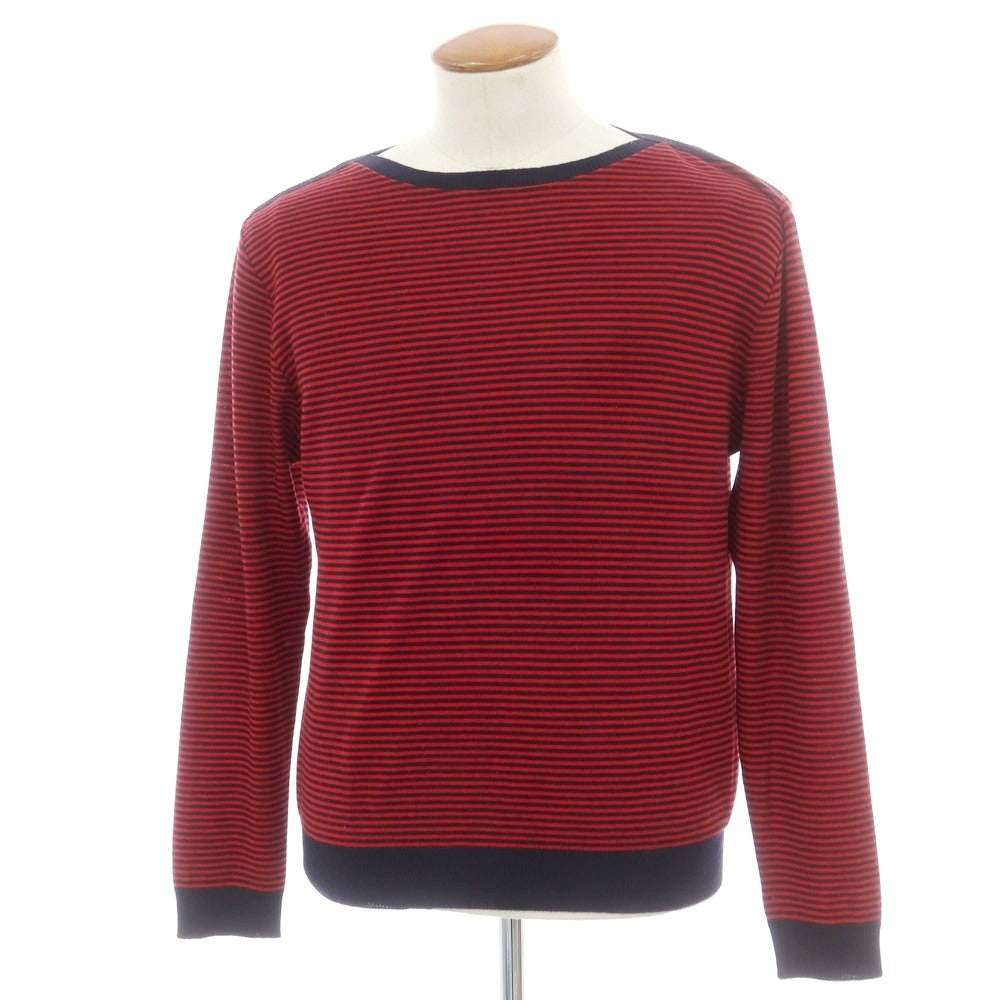 【中古】ルトロワ Letroyes ハイゲージ ウール ボーダー ボートネック プルオーバーニット レッドxネイビー【 L 】【 状態ランクB 】【 メンズ 】