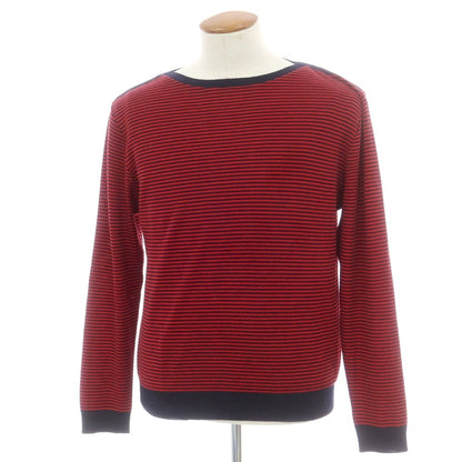 【中古】ルトロワ Letroyes ハイゲージ ウール ボーダー ボートネック プルオーバーニット レッドxネイビー【 L 】【 状態ランクB 】【 メンズ 】