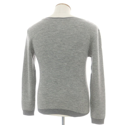 【中古】ルトロワ Letroyes ハイゲージ ウール ボーダー ボートネック プルオーバーニット グレーxライトグレー【 L 】【 状態ランクC 】【 メンズ 】