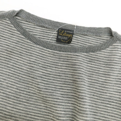 【中古】ルトロワ Letroyes ハイゲージ ウール ボーダー ボートネック プルオーバーニット グレーxライトグレー【 L 】【 状態ランクC 】【 メンズ 】