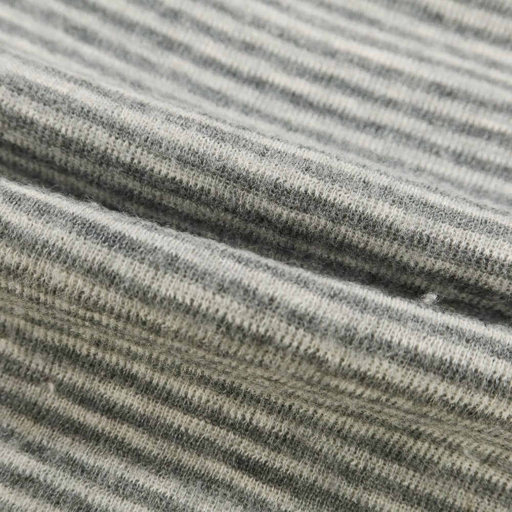 【中古】ルトロワ Letroyes ハイゲージ ウール ボーダー ボートネック プルオーバーニット グレーxライトグレー【 L 】【 状態ランクC 】【 メンズ 】