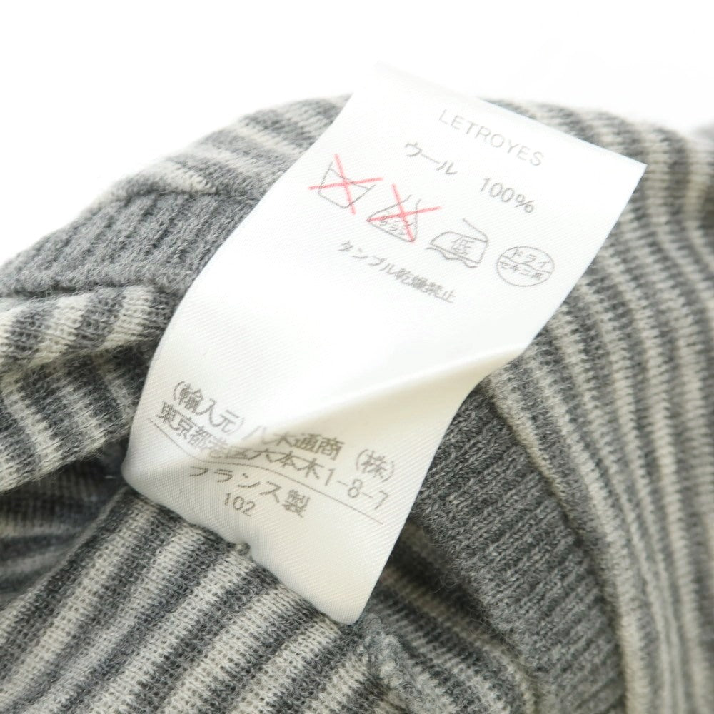 【中古】ルトロワ Letroyes ハイゲージ ウール ボーダー ボートネック プルオーバーニット グレーxライトグレー【 L 】【 状態ランクC 】【 メンズ 】