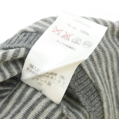 【中古】ルトロワ Letroyes ハイゲージ ウール ボーダー ボートネック プルオーバーニット グレーxライトグレー【 L 】【 状態ランクC 】【 メンズ 】