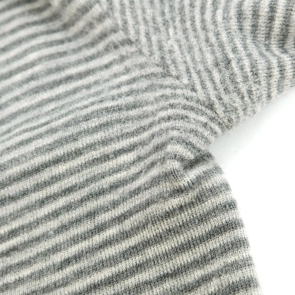 【中古】ルトロワ Letroyes ハイゲージ ウール ボーダー ボートネック プルオーバーニット グレーxライトグレー【 L 】【 状態ランクC 】【 メンズ 】