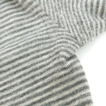 【中古】ルトロワ Letroyes ハイゲージ ウール ボーダー ボートネック プルオーバーニット グレーxライトグレー【 L 】【 状態ランクC 】【 メンズ 】