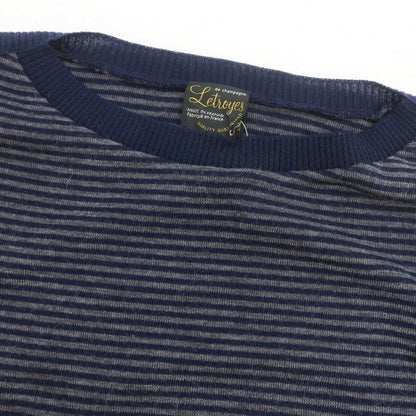 【中古】ルトロワ Letroyes ハイゲージ ウール ボーダー ボートネック プルオーバーニット ネイビーxグレー【 L 】【 状態ランクB 】【 メンズ 】