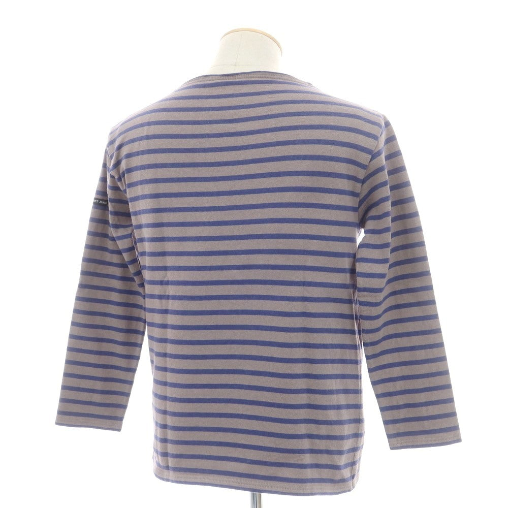 【中古】セントジェームス SAINT JAMES コットン ボーダー ボートネック バスク 長袖Ｔシャツ グレー系xブルー【サイズ4】【 状態ランクC 】【 メンズ 】[CPD]