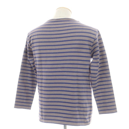 【中古】セントジェームス SAINT JAMES コットン ボーダー ボートネック バスク 長袖Ｔシャツ グレー系xブルー【 4 】【 状態ランクC 】【 メンズ 】