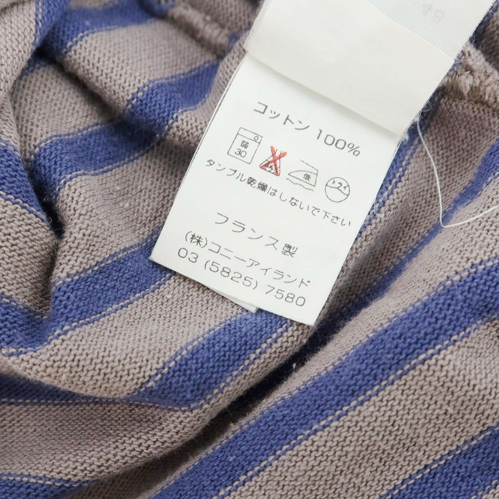 【中古】セントジェームス SAINT JAMES コットン ボーダー ボートネック バスク 長袖Ｔシャツ グレー系xブルー【サイズ4】【 状態ランクC 】【 メンズ 】[CPD]