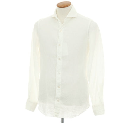 【中古】フィナモレ Finamore リネン ホリゾンタルカラー カジュアルシャツ ホワイト【サイズ39】【 状態ランクC 】【 メンズ 】
