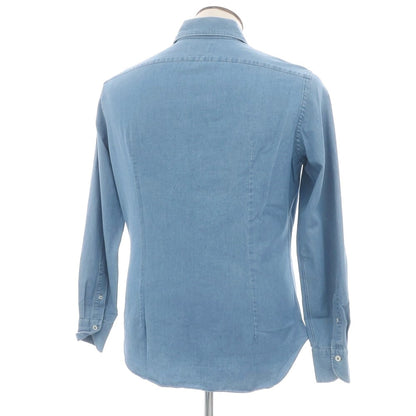 【中古】ジャンネット giannetto コットン ダンガリー ホリゾンタルカラー カジュアルシャツ ライトブルー【 42 】【 状態ランクC 】【 メンズ 】