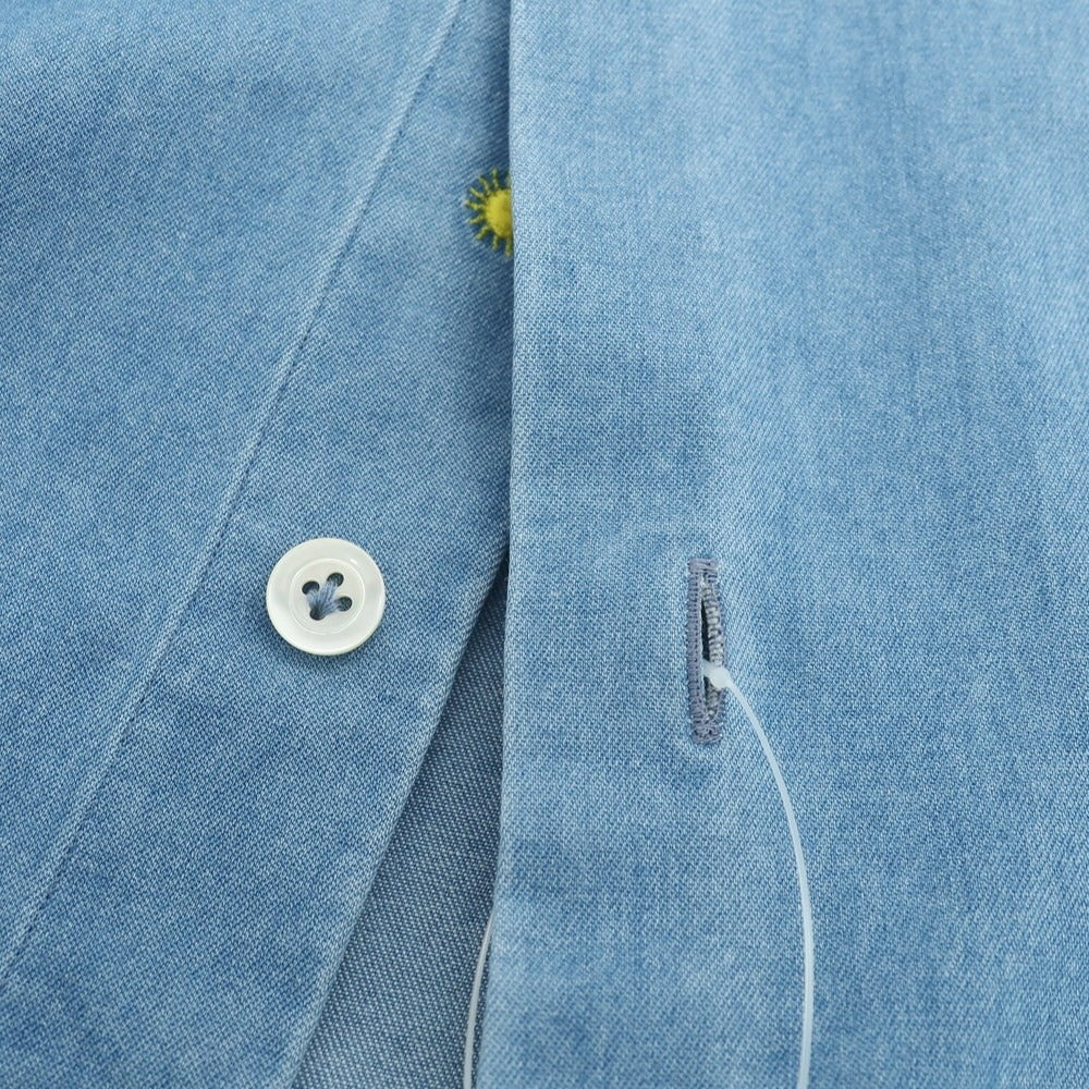 【中古】ジャンネット giannetto コットン ダンガリー ホリゾンタルカラー カジュアルシャツ ライトブルー【 42 】【 状態ランクC 】【 メンズ 】