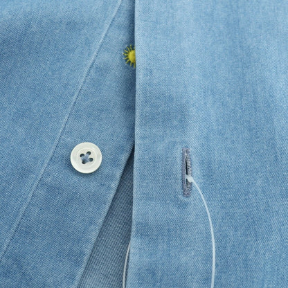 【中古】ジャンネット giannetto コットン ダンガリー ホリゾンタルカラー カジュアルシャツ ライトブルー【 42 】【 状態ランクC 】【 メンズ 】