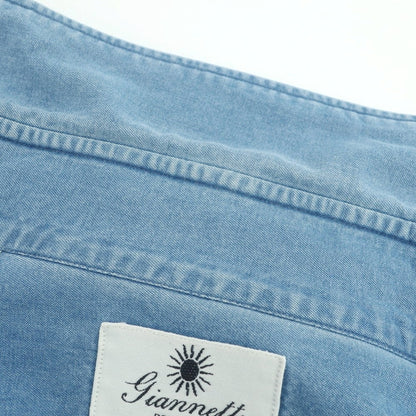 【中古】ジャンネット giannetto コットン ダンガリー ホリゾンタルカラー カジュアルシャツ ライトブルー【 42 】【 状態ランクC 】【 メンズ 】