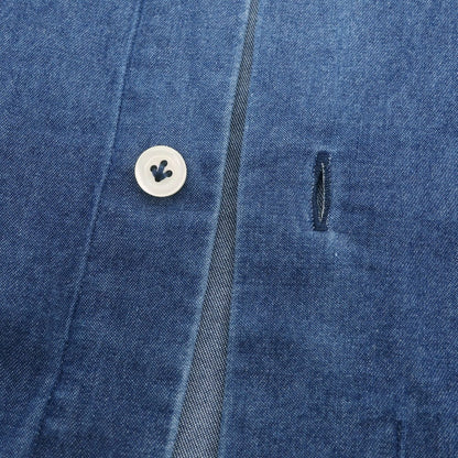 【中古】ジャンネット giannetto コットン ダンガリー ホリゾンタルカラー カジュアルシャツ ネイビー【 41 】【 状態ランクC 】【 メンズ 】