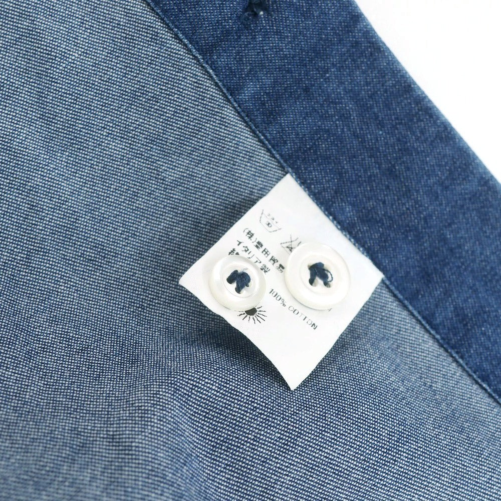 【中古】ジャンネット giannetto コットン ダンガリー ホリゾンタルカラー カジュアルシャツ ネイビー【 41 】【 状態ランクC 】【 メンズ 】