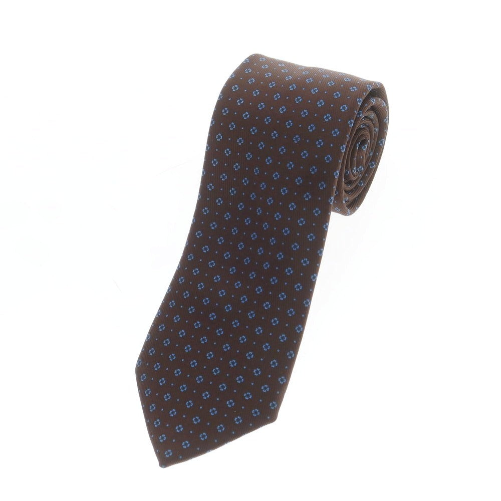 【中古】ステファノ ビジ stefano bigi TOMORROWLAND別注 シルク プリント 花小紋柄ネクタイ ダークブラウンxブルー【 状態ランクB 】【 メンズ 】